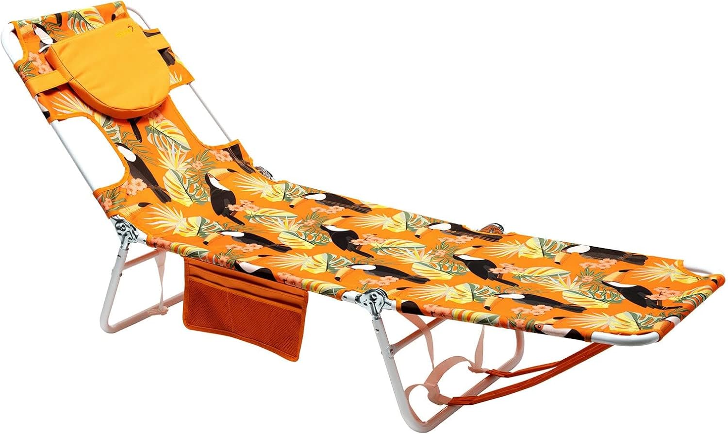 5-Position Lay Flat Tanning Beach Lounge Chair with Face Hole