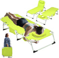 Green Folding Reclining Tanning Lounge Chair with Face Hole & Cushion
