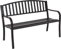50" Black Steel Frame Outdoor Patio Bench 500 LBS Capacity