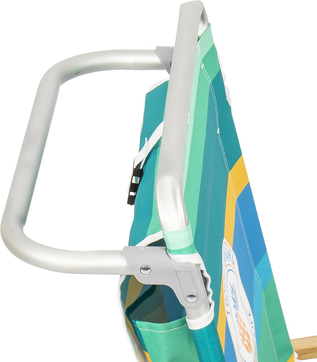 Tommy Bahama 5-Position Classic Lay Flat Backpack Beach Chair with Cooler and Cup Holder, Portable Folding Beach Chair for Tanning, Pineapple Stripe