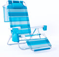 Lay Flat Beach Chair with Footrest Cup Holder Cooler Bag