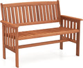2-Person Wooden Patio Garden Bench with Backrest & Armrests