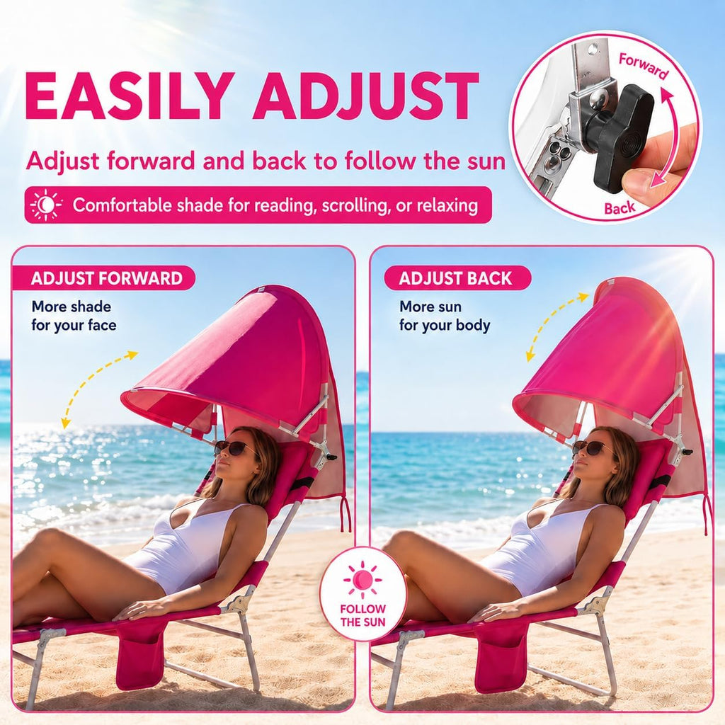 Padded Beach Lounge Chair With Canopy Face Hole Design