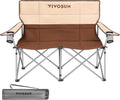 Padded Double Folding Camping Loveseat with Cup Holders & Carry Bag