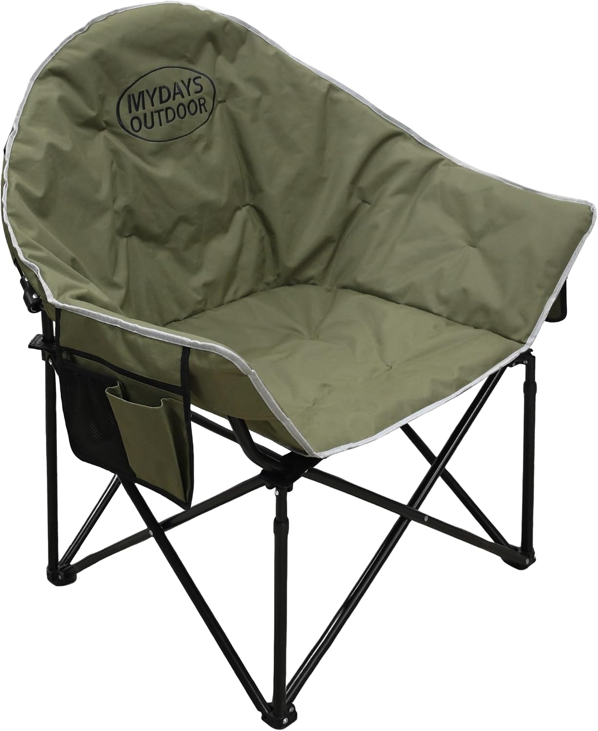 Green Oversized Padded Folding Camping Chair 400lbs with Side Pocket