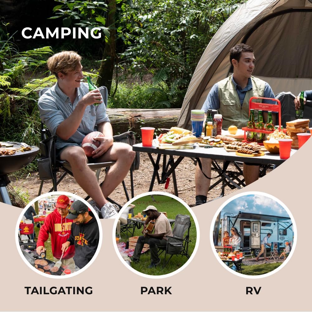 Camphor Designs Beige Padded Folding Camping Chair 400LBS Support