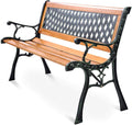 50" 2-Person Cast Iron Hardwood Outdoor Patio Bench