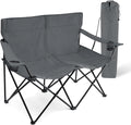 Grey Double Seat Foldable Camping Chair with Storage Bag