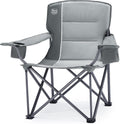 Grey Oversized Heavy Duty Folding Camping Chair 550LBS with Cup Holder