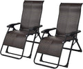 2 Pack Rattan Zero Gravity Outdoor Folding Lounge Chairs