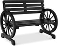Best Choice Products 2-Person Black Wagon Wheel Wooden Patio Bench