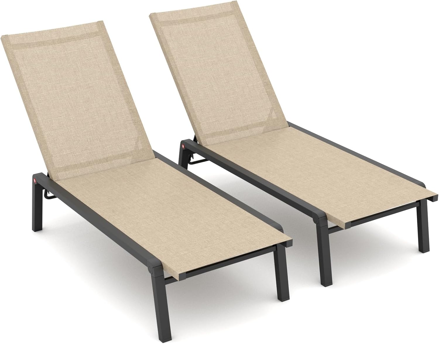 Set of 2 Flaxen Aluminum Adjustable Outdoor Chaise Lounge Chairs