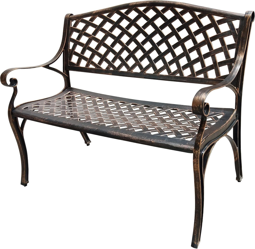 Oakland Living Outdoor Aluminum Modern Patio Bench Loveseat