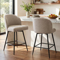 26" Redish Sand Linen Swivel Counter Bar Stools Set of 2 with Back & Metal Legs