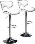 White Leatherette Airlift Swivel Bar Stools Set of 2 with Chrome Base
