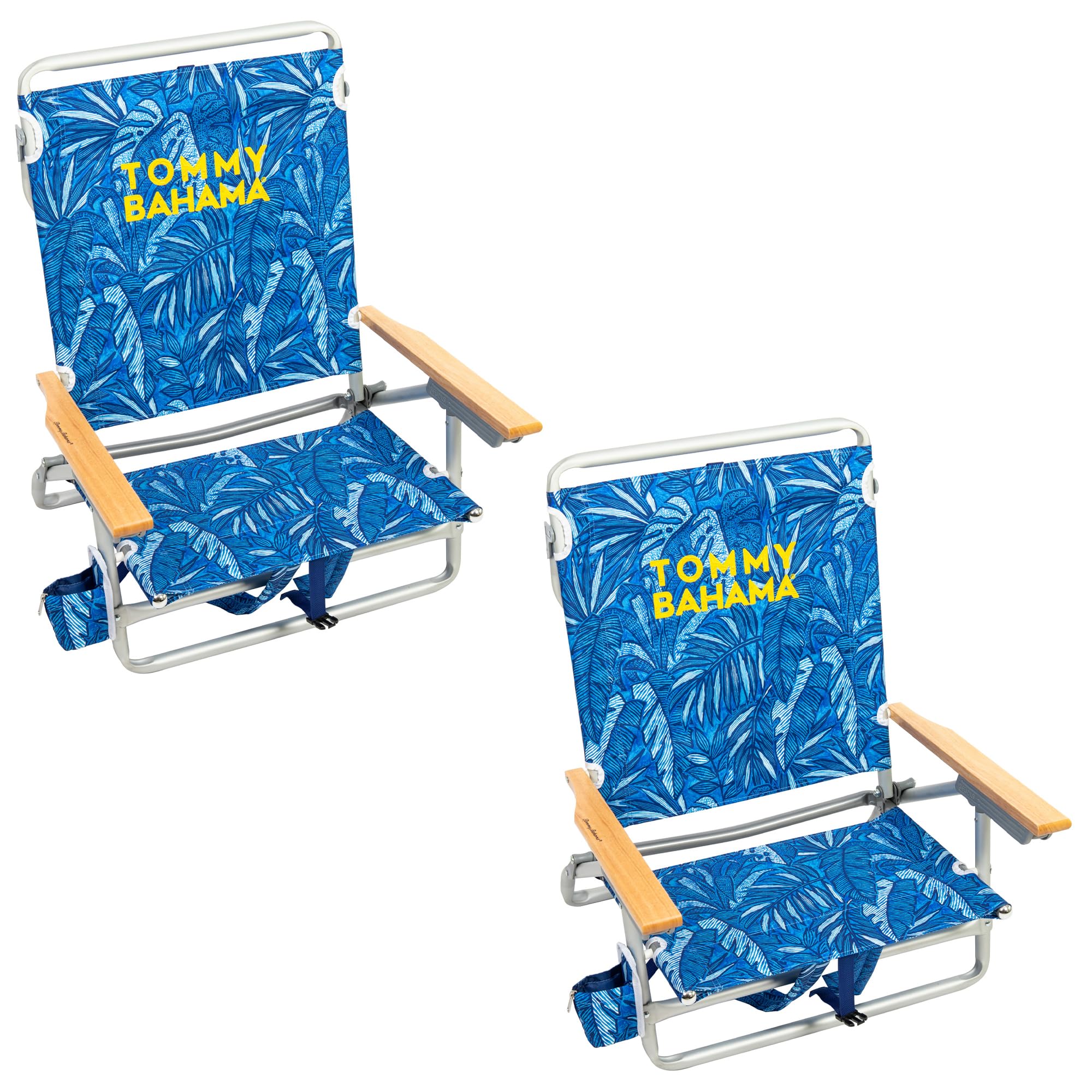 Tommy Bahama 5-Position Classic Lay Flat Backpack Beach Chair with Cooler and Cup Holder, Portable Folding Beach Chair for Tanning, Pineapple Stripe