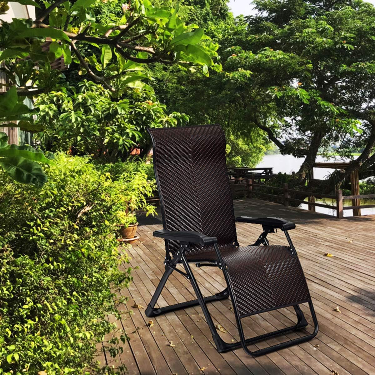 2 Pack Rattan Zero Gravity Outdoor Folding Lounge Chairs