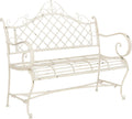 Antique White Iron Scrollwork Outdoor Garden Bench