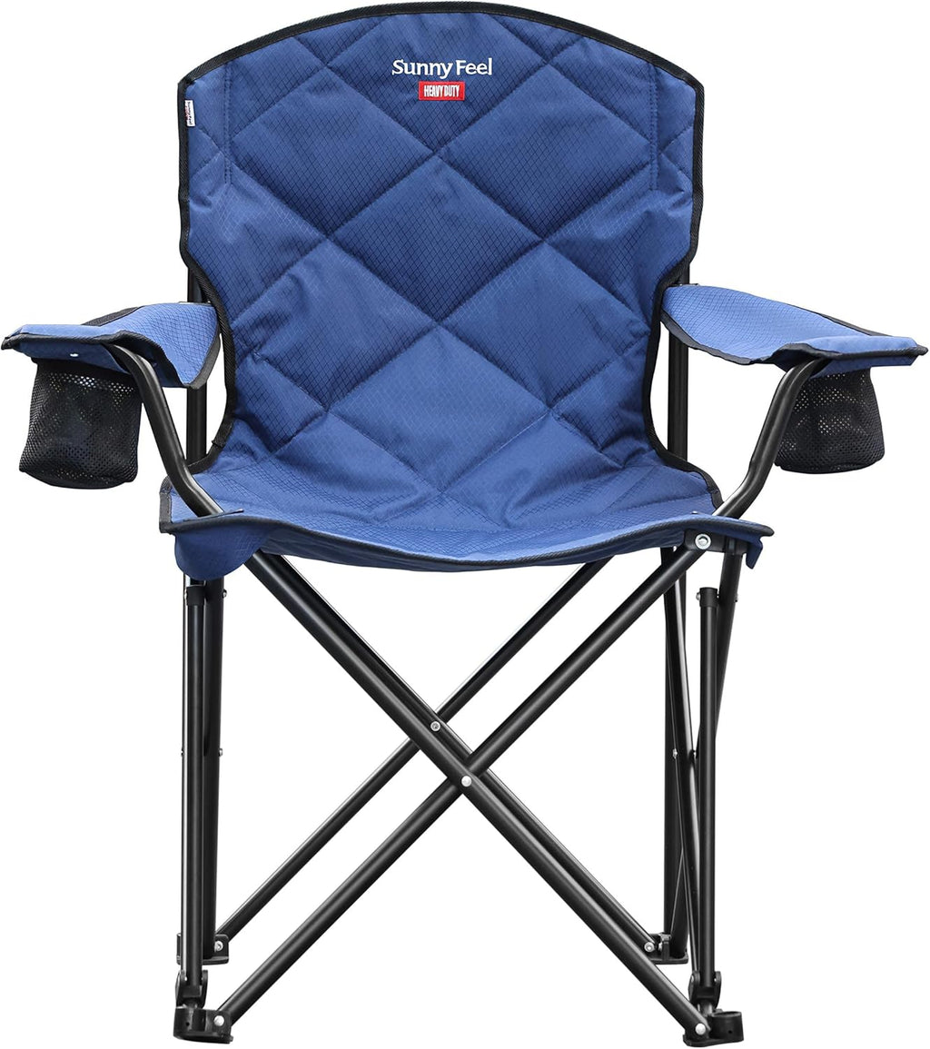 Padded Folding Camping Chair 800LBS with Cup Holder & Side Pocket