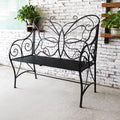 2-Seat Butterfly Cast Iron Rust Resistant Outdoor Bench with Armrests