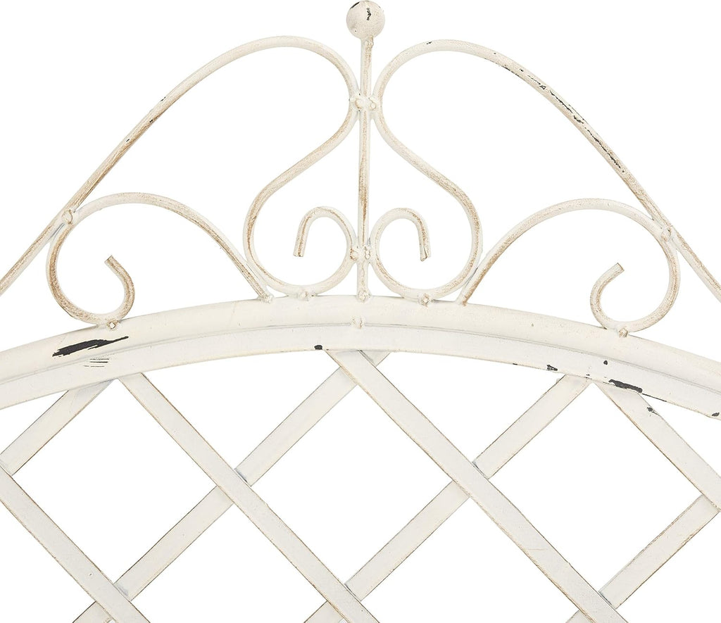 Antique White Iron Scrollwork Outdoor Garden Bench