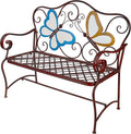 45 Inch 2-Person Butterfly Decor Outdoor Garden Bench