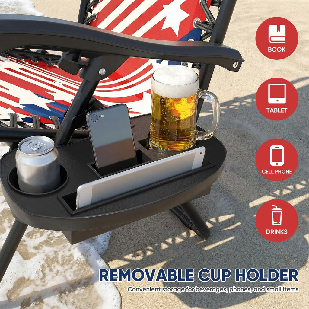 Folding Zero Gravity Recliner with Pillow Cup Holder