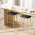 Gold Counter Height PU Leather Bar Stools Set of 2 with Backrest
